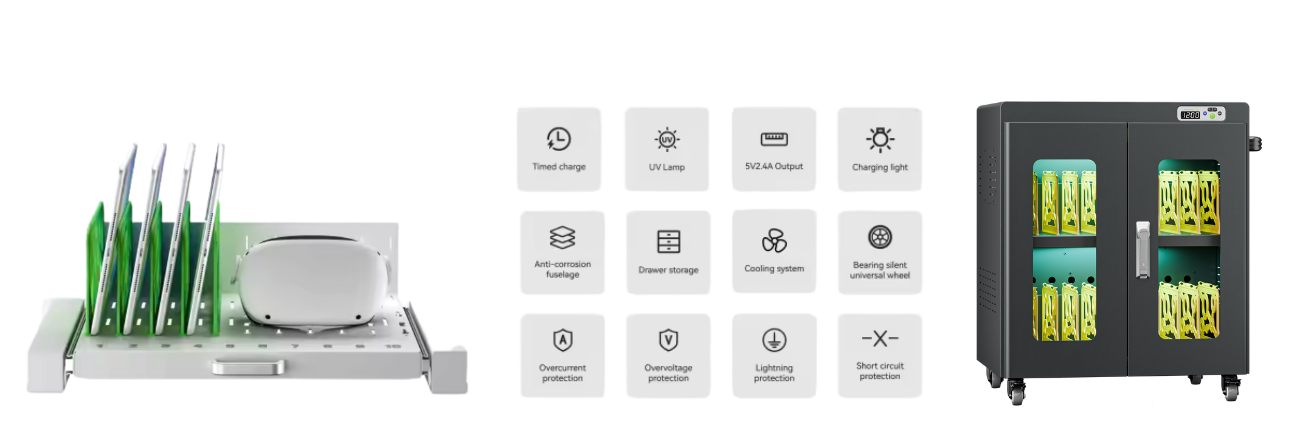 Smart charging cart with secure compartments for tablets and laptops